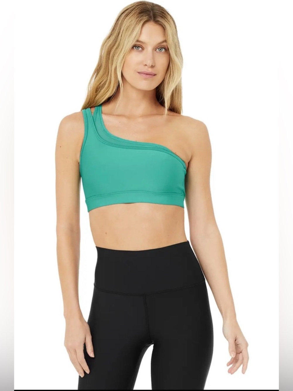 ALO Yoga Airlift Excite Bra‎ Ocean Teal Asymmetrical Size Medium